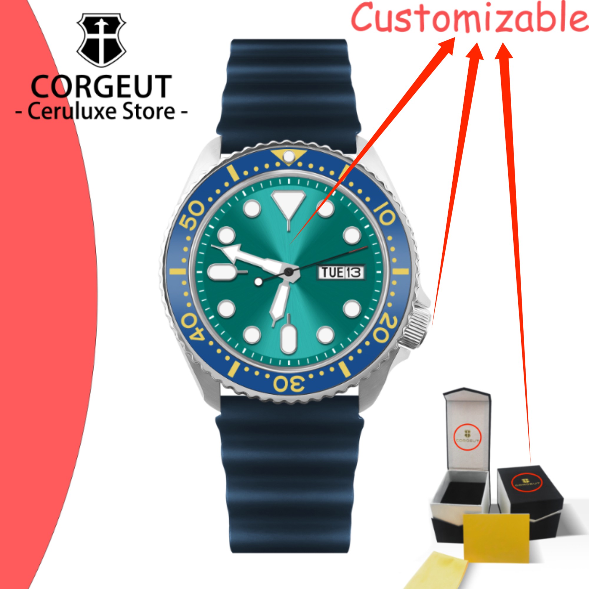 Luxury Watch Display - CUSTOM Logo Vintage Diver Watch Mechanical