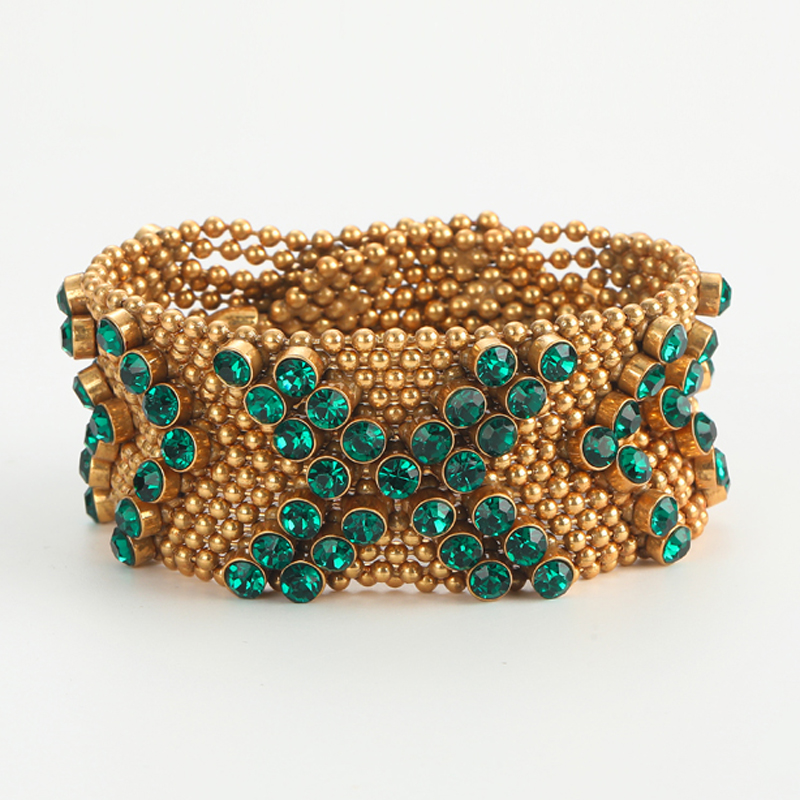 Vintage Green Rhinestone Brace - Luxury Watch In Dubai 评论和价格