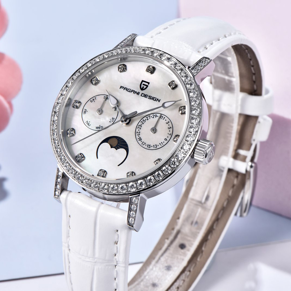 PAGANI DESIGN Women Quartz Wat - Luxury Watch Moon Phase 评论和价格