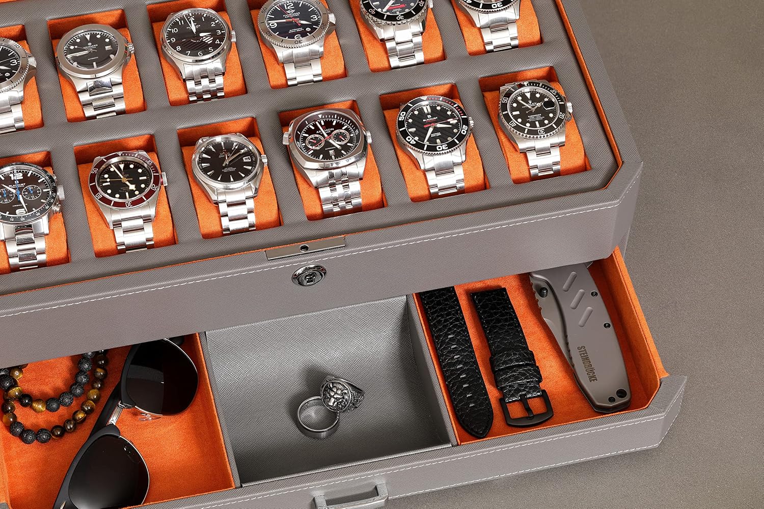 12 Slot Leather Watch Box with - Luxury Watch Display 评论和价格
