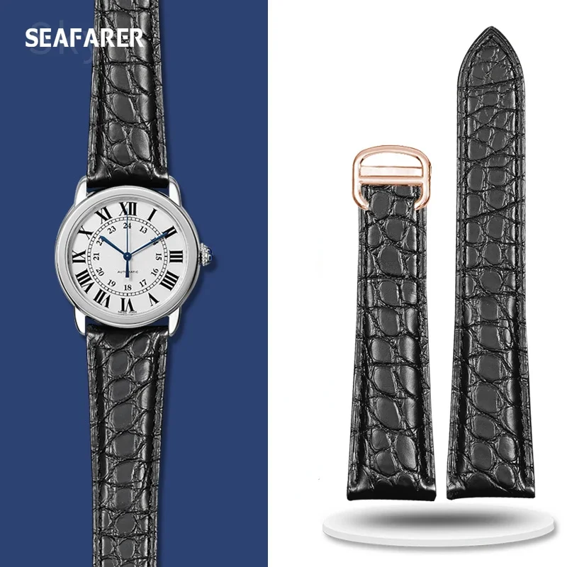 Genuine Leather Watch Strap fo - Cartier Watch Tank 评论和价格